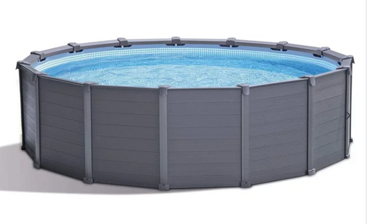 INTEX 15' 8" Round Graphite Gray™ Above Ground Pool with 49" Panels/Pump/Ladder