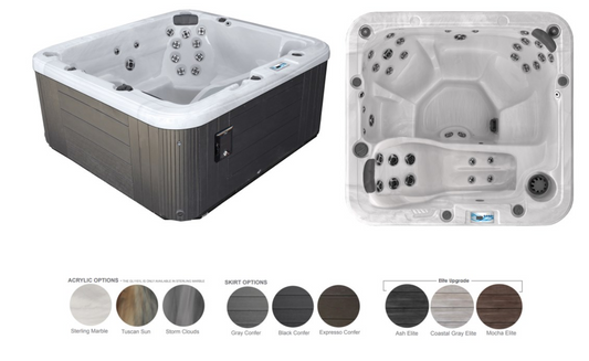 Garden Leisure Spas 6 Person Hot Tub Sterling Marble Interior/Coastal Gray Elite Exterior