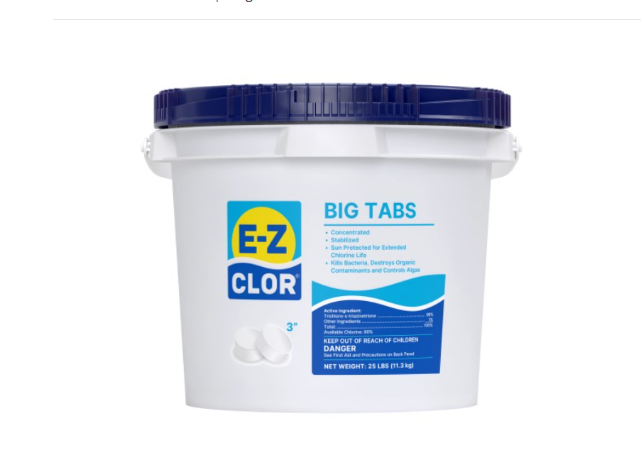 E-Z Clor 25 lb 3" 8 oz Big Tabs Sanitizer Unwrapped Pail